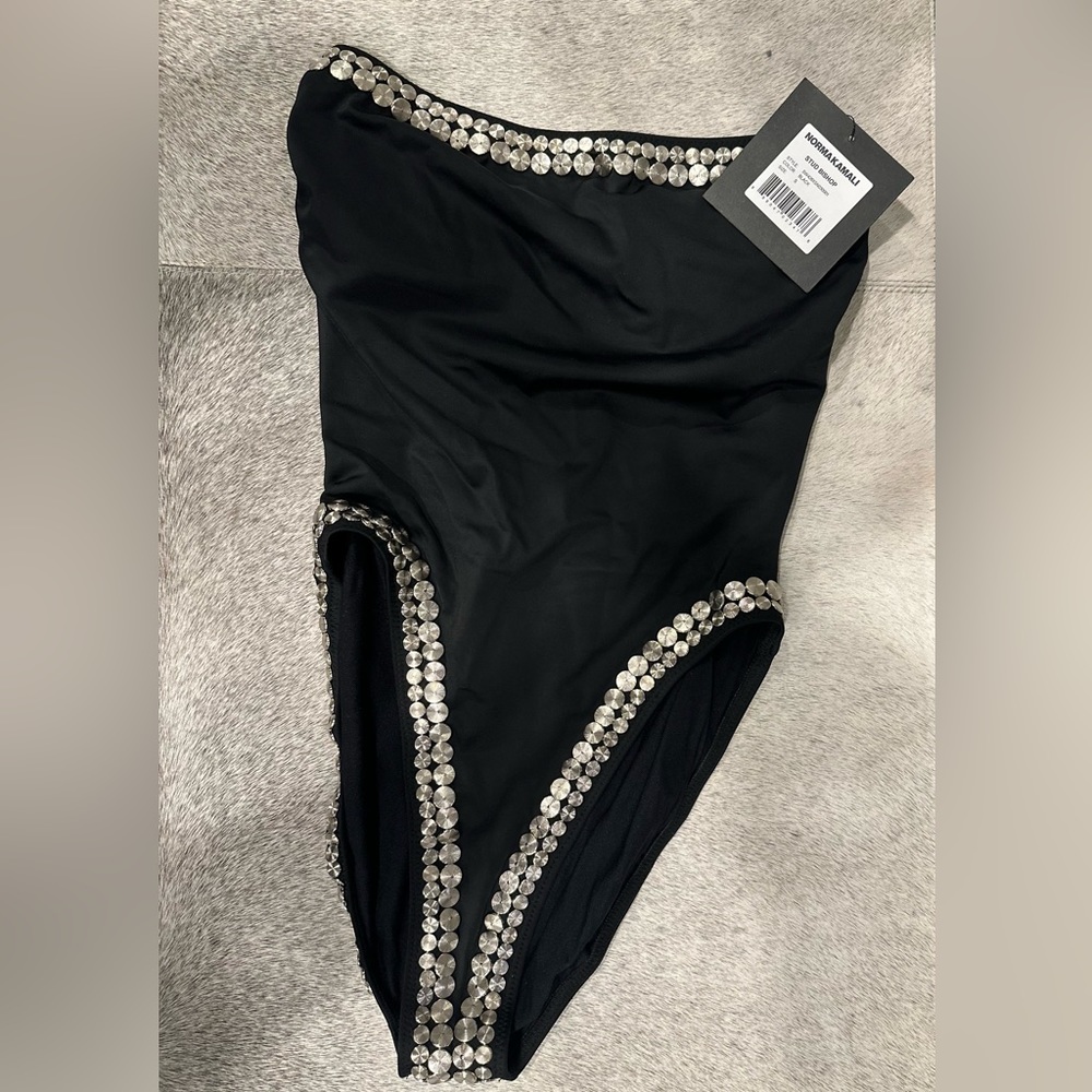 Norma Kamali — Bishop Strapless Studded One-Piece Swimsuit